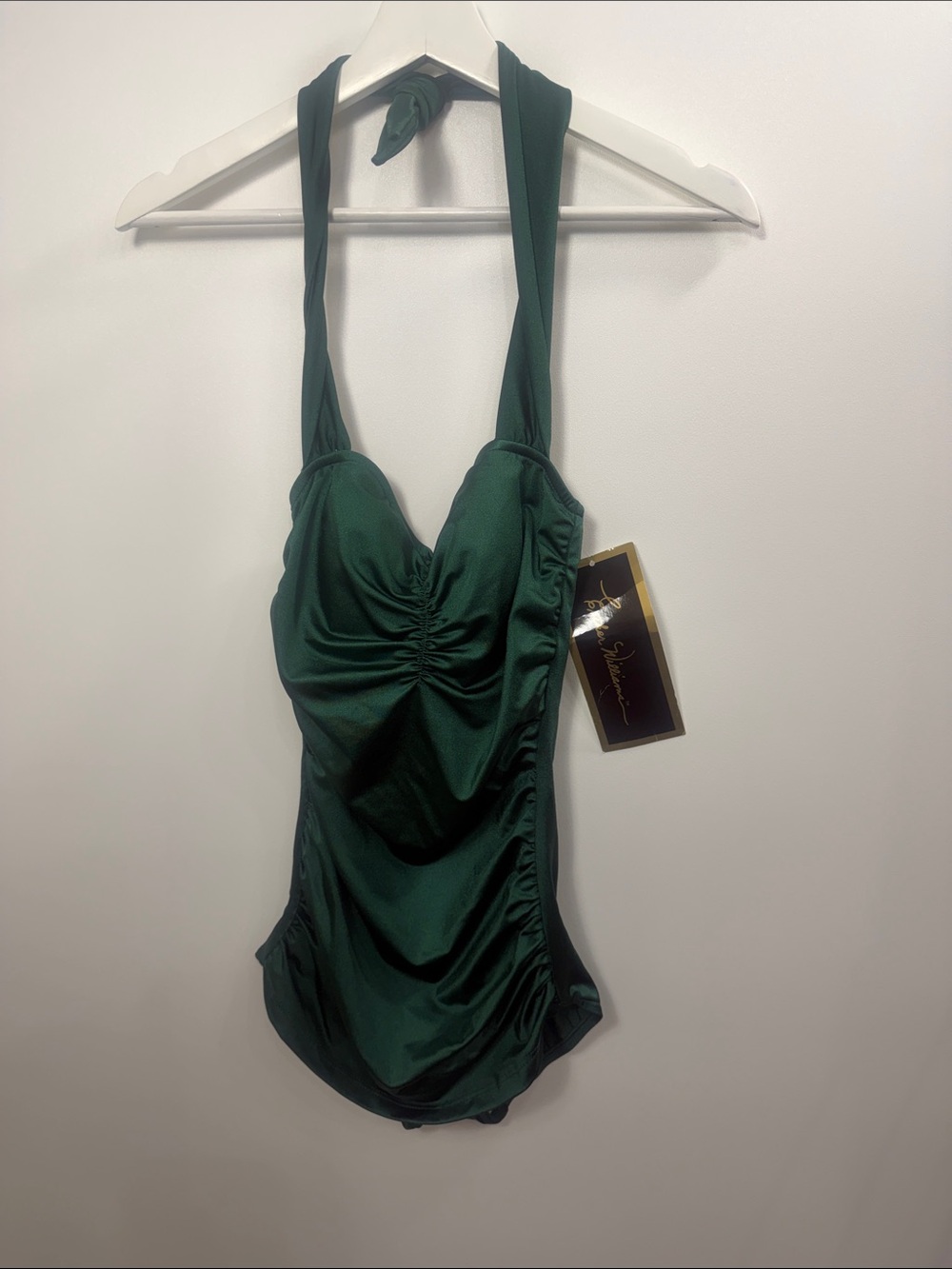 Esther Williams emerald green Halter One piece retro swimsuit size 6. NWT